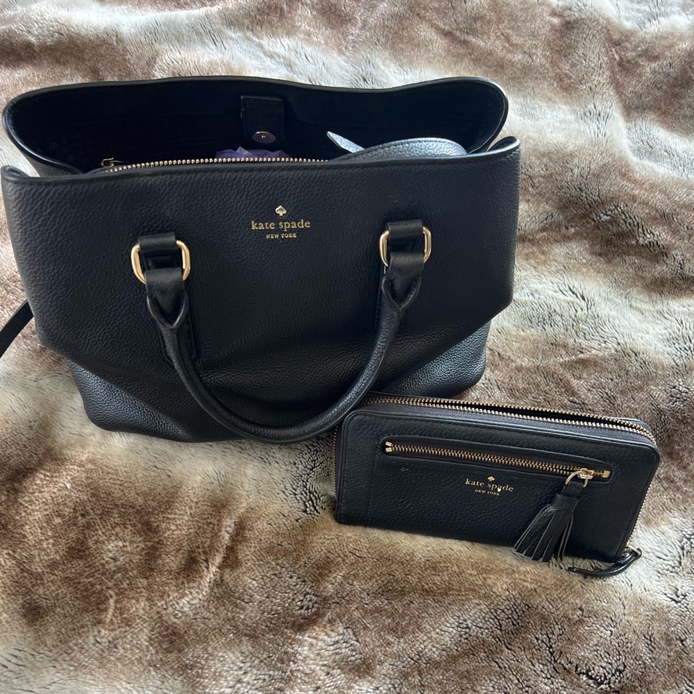 🚨Flash Sale!!!Kate Spade Pebbled Black Leather Set